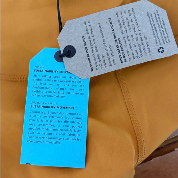 Prana NWT Chakara Mid Rise Mustard Yellow Leggings Size Medium - Picture 13 of 13